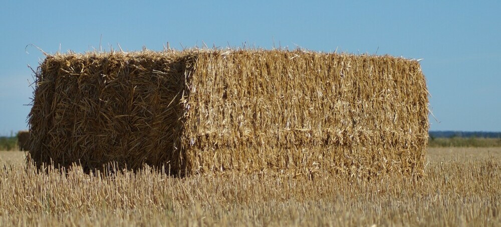 a stack of hay bales