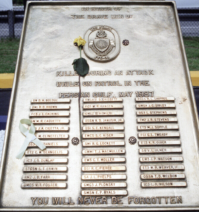 Memorial to the victims of the missile attack on the USS Stark, 1987
