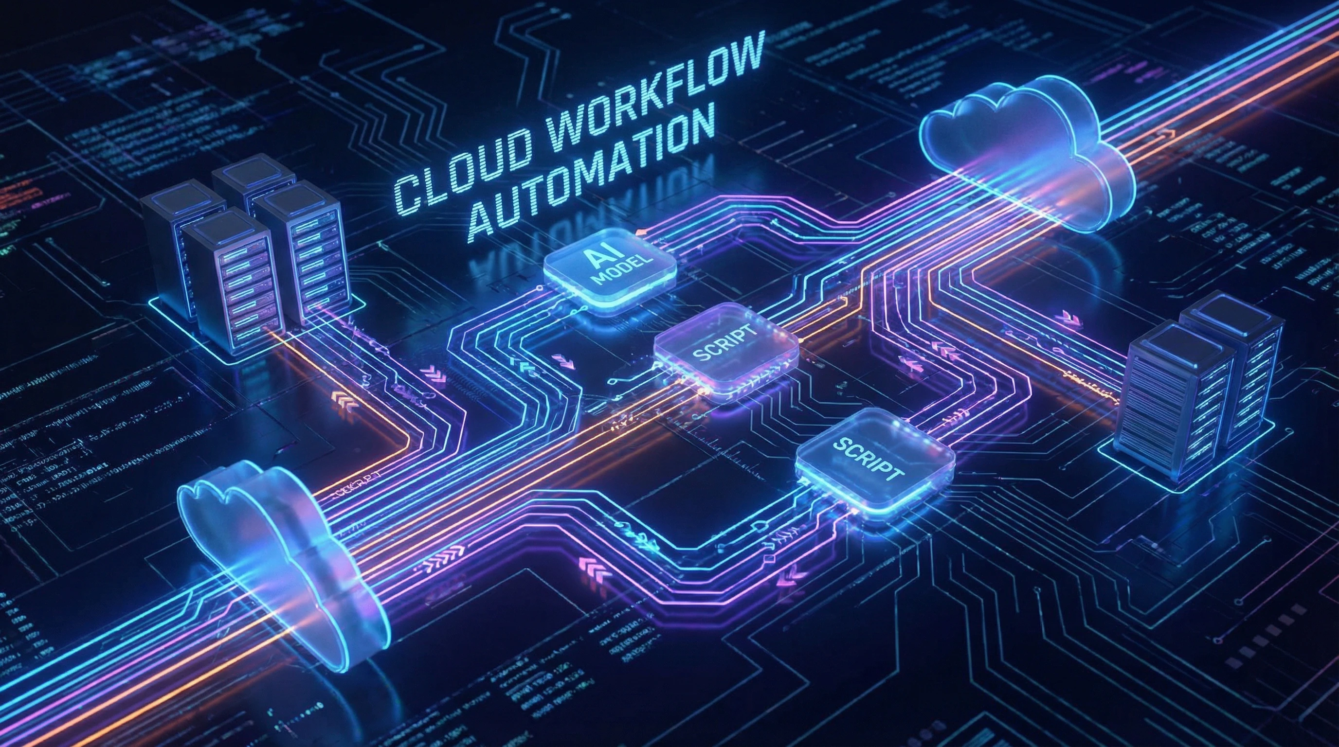 Manus AI Review: Everything You Need To Know From My Daily Use 3 Abstract image of AI interacting with data sets and cloud servers