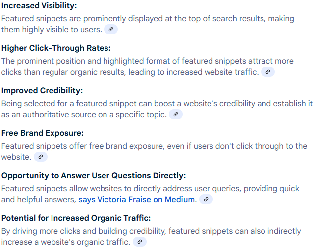 Googles explanation of featured snippets 