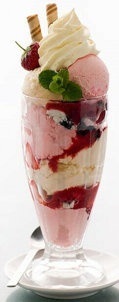 Classic Ice Cream Desserts image 9 knickerbocker glory in tall glass flipped frosted fusions