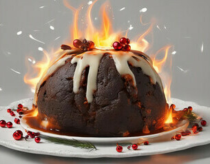 Christmas Pudding But Not As Youd Expect image 3 christmas pudding being flambed frosted fusions