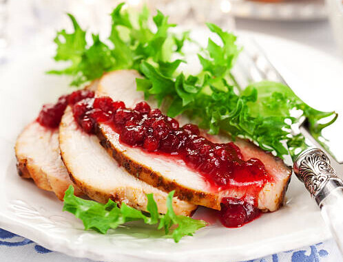 Boxing Day Leftovers! Turn Christmas Flavours Into Ice Cream Treats image 3 slices of turkey with cranberry sauce spread all over it frosted fusions