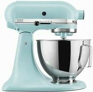 The KitchenAid Food Processor - A Detailed Review image 6 side profile light blue KitchenAid stand mixer frosted fusions