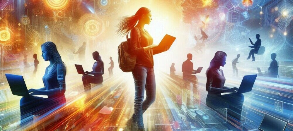 How To Succeed As A New Affiliate Marketer A Beginners Guide image 2 dynamic scene with lady standing central with laptop in hand and various others also with laptops make xtra money online How To Succeed As A New Affiliate Marketer A Beginners Guide image 2 dynamic scene with lady standing central with laptop in hand and various others also with laptops make xtra money online
