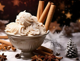 Festive Fusions Homemade Brandy and Mince Pie Ice Cream image 8 mince pie ice cream with cinnamon sticks star anise and festive decorations frosted fusions