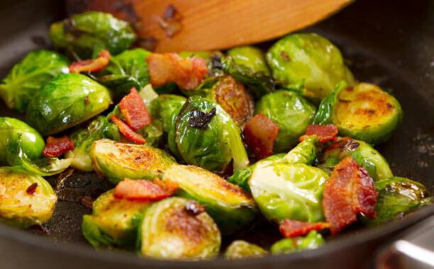 Boxing Day Leftovers! Turn Christmas Flavours Into Ice Cream Treats image 4 brussel sprouts with bacon pieces being stirred through frosted fusions