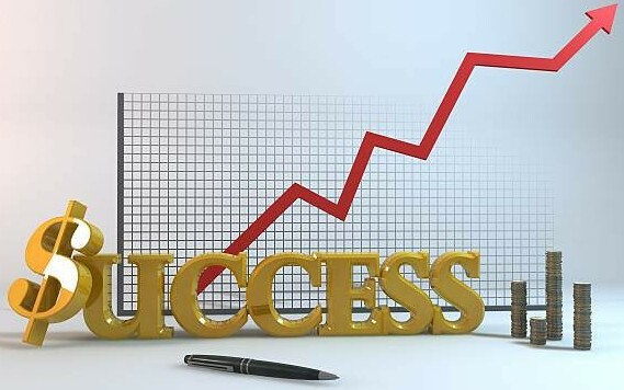 The Beginner's Guide To Profitable Amazon Affiliate Marketing In 2024 image 7 chart with the word success dollar sign for S upward trajectory arrow make xtra money online