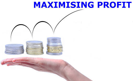 Creating Passive Income Streams Through Affiliate Marketing image 4hand with stacks of coins increasing and sign saying maximising profit make xtra money online
