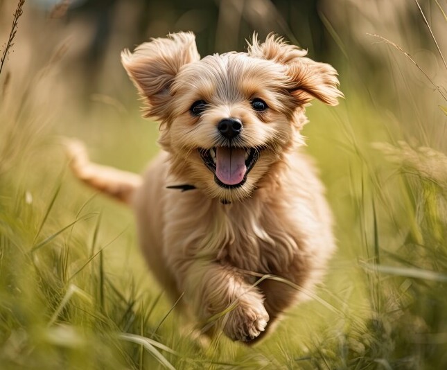 Healthy dog in a field