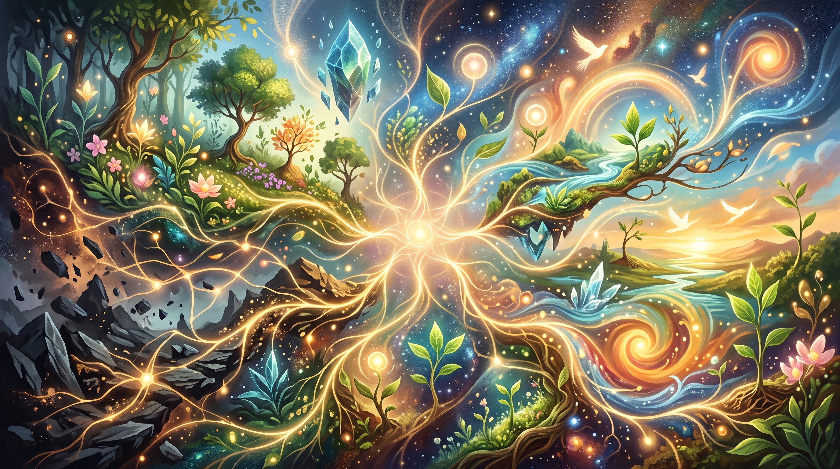 An abstract representation of influence, featuring interconnected paths and a central light symbolizing guidance and support in addiction recovery.