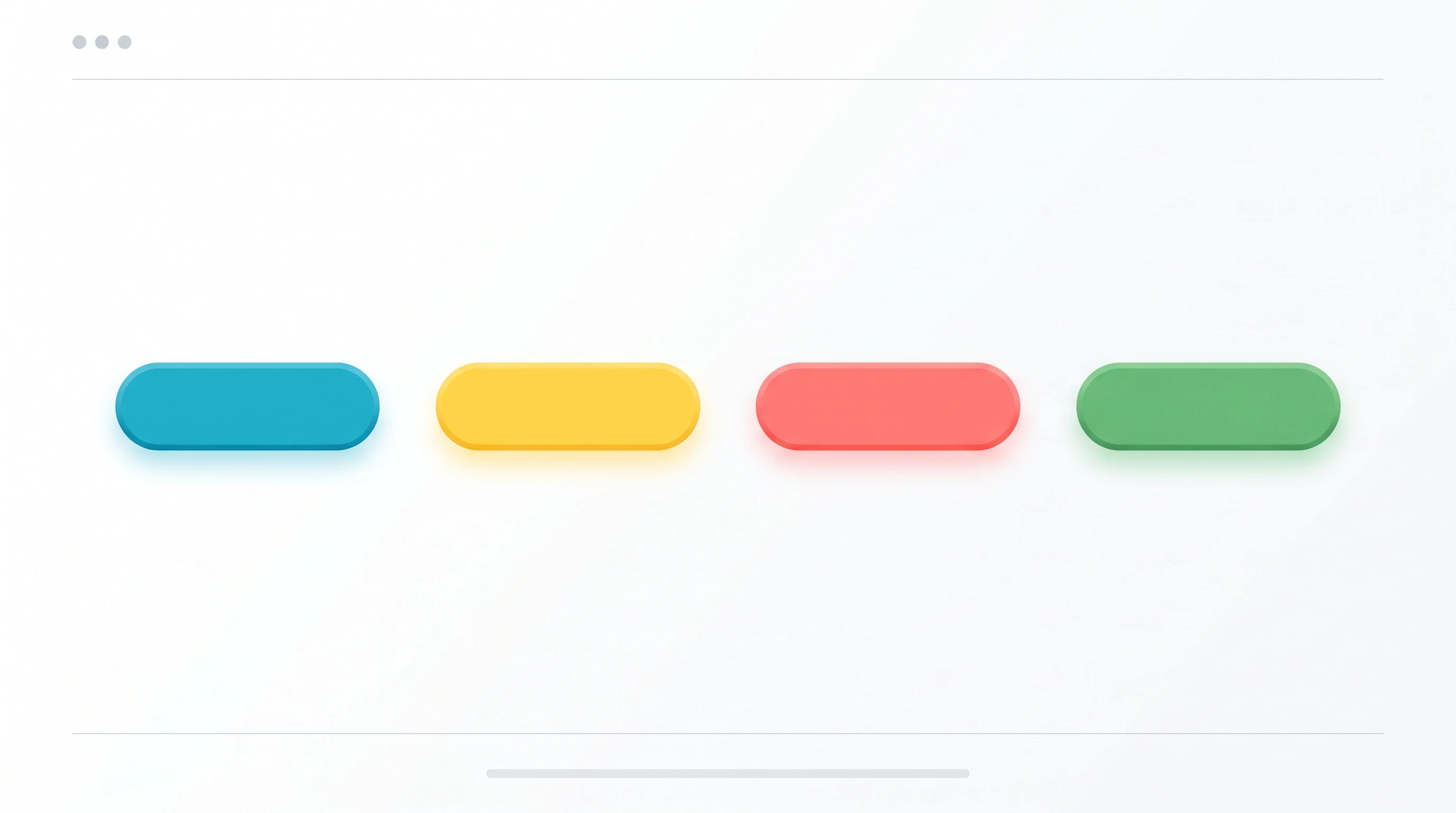 Simple illustration of a sleek single landing page design, with 4 colorful product buttons on a clean background