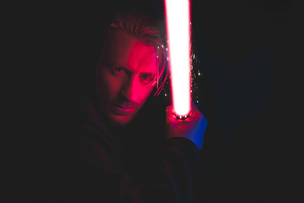 wielding lightsaber