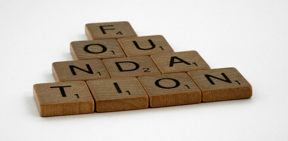 Foundation triangle of scrabble letters