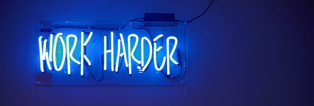 work harder neon sign