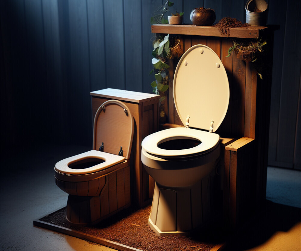 Small and large composting toilet