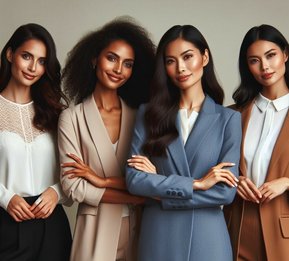 Group of lady friends in powerful poses