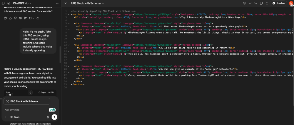 HTML for FAQ Block