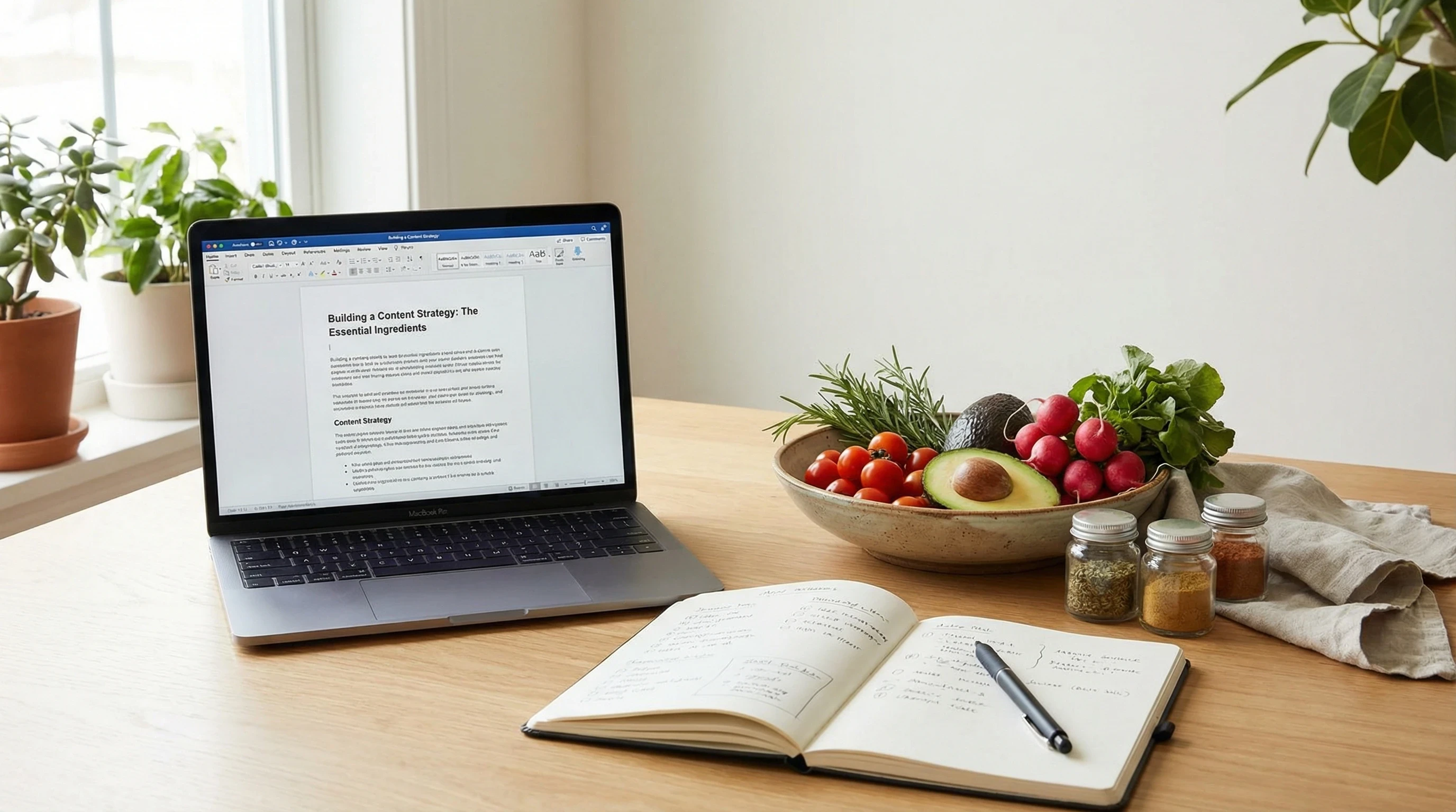 High-quality content creation workspace symbolizing useful, well-prepared marketing content built to educate and solve problems.