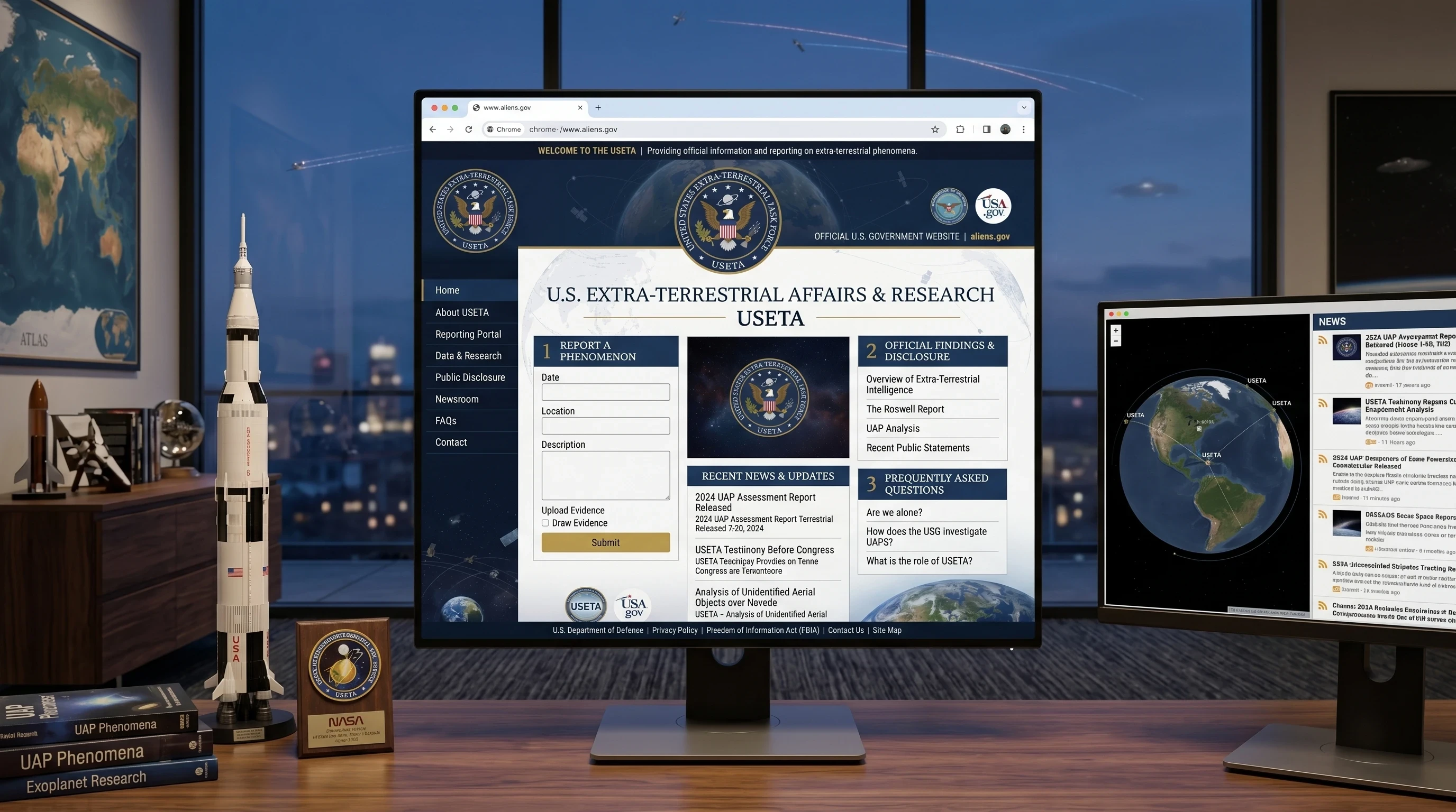 Fake government website about space
