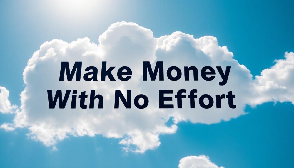 A sign in the clouds that says make money with no effort