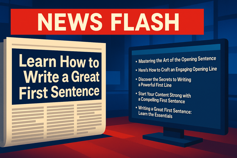 News flash editorial scene showing the importance of learning how to write a great first sentence