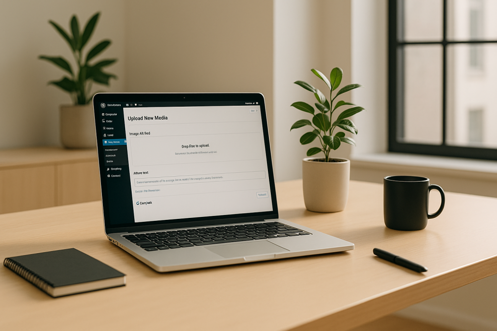 image of a laptop on a minimal desk