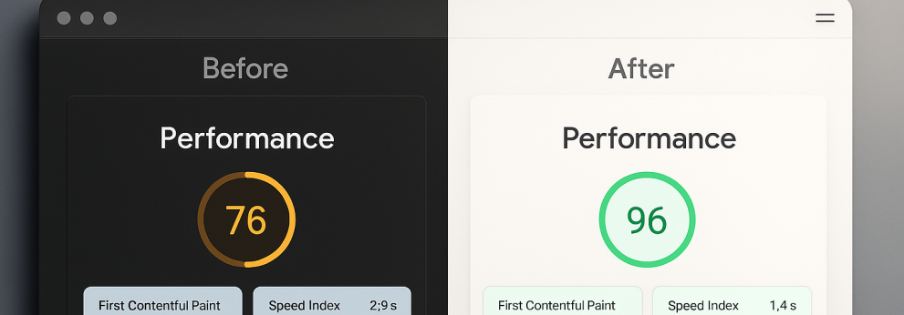 Kraken site speed boost showing improved PageSpeed Insights score after image optimization.