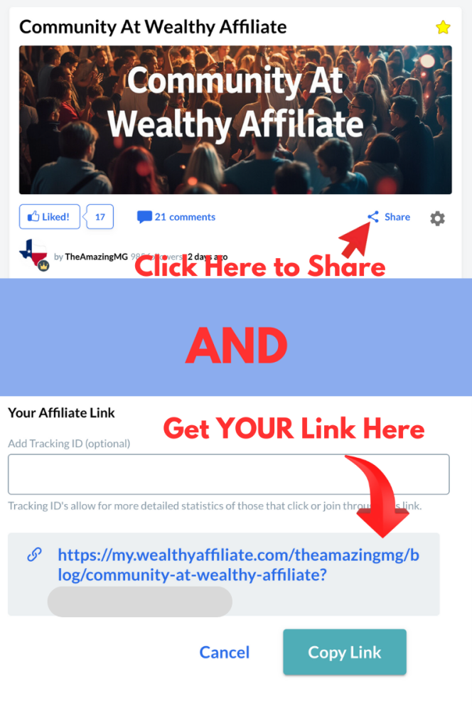 Community Post at Wealthy Affilliate
