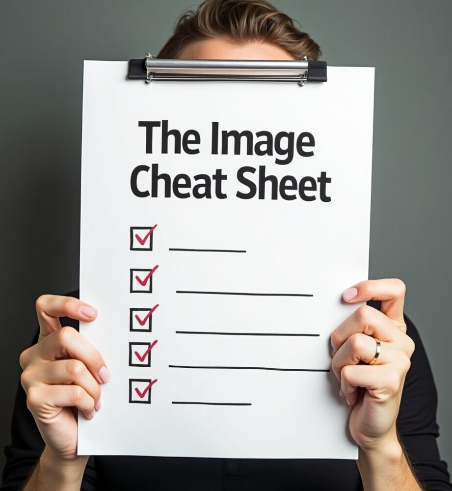 The checklist says the image cheat sheet