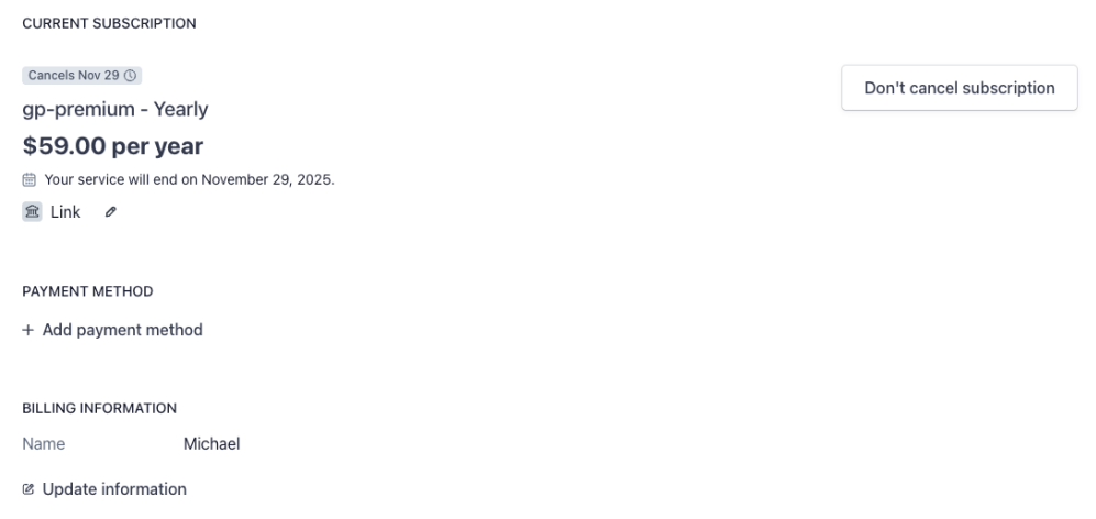 Cancelled my Generate Press Pro subscription