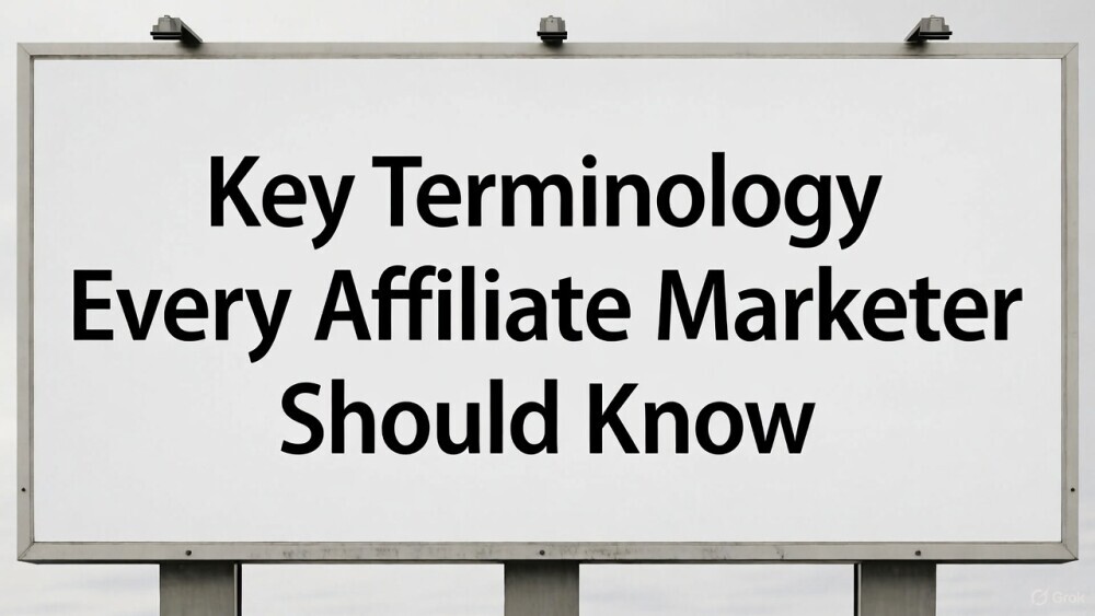 A billboard that says Key Terminology Every Affiliate Marketer Should Know