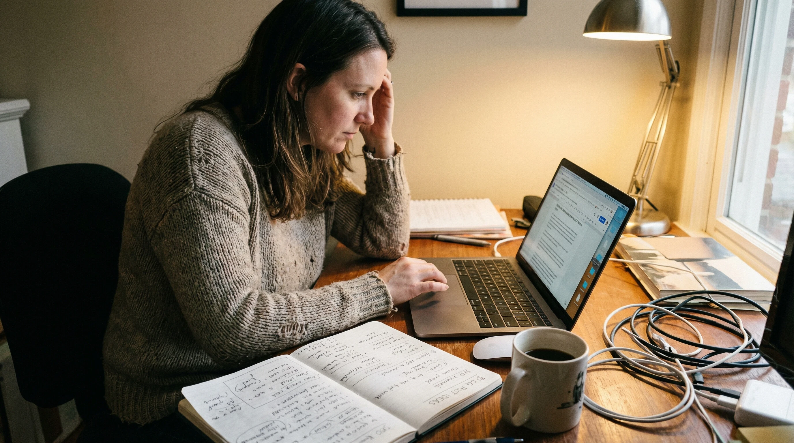 creator looking stressed as they update content