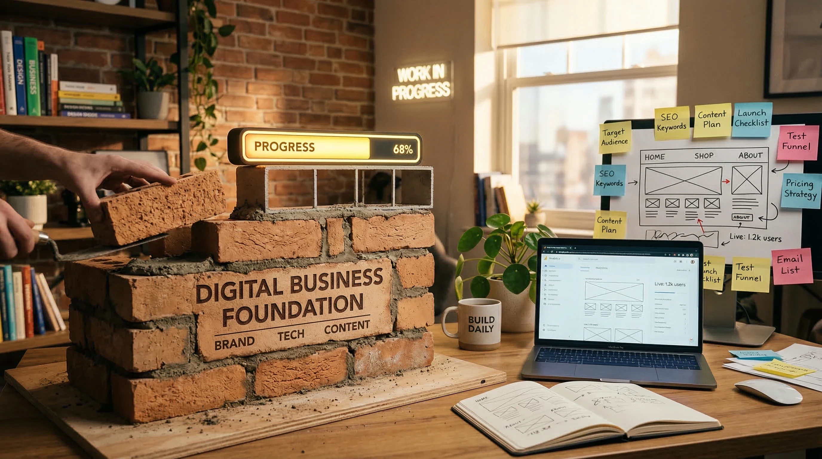 Foundation-building concept for the Wealthy Affiliate core training course and online business growth