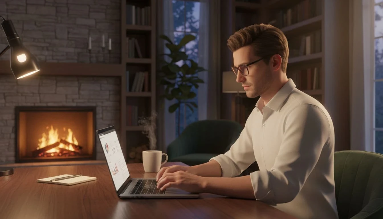 Focused person working on a single task with a clean workspace