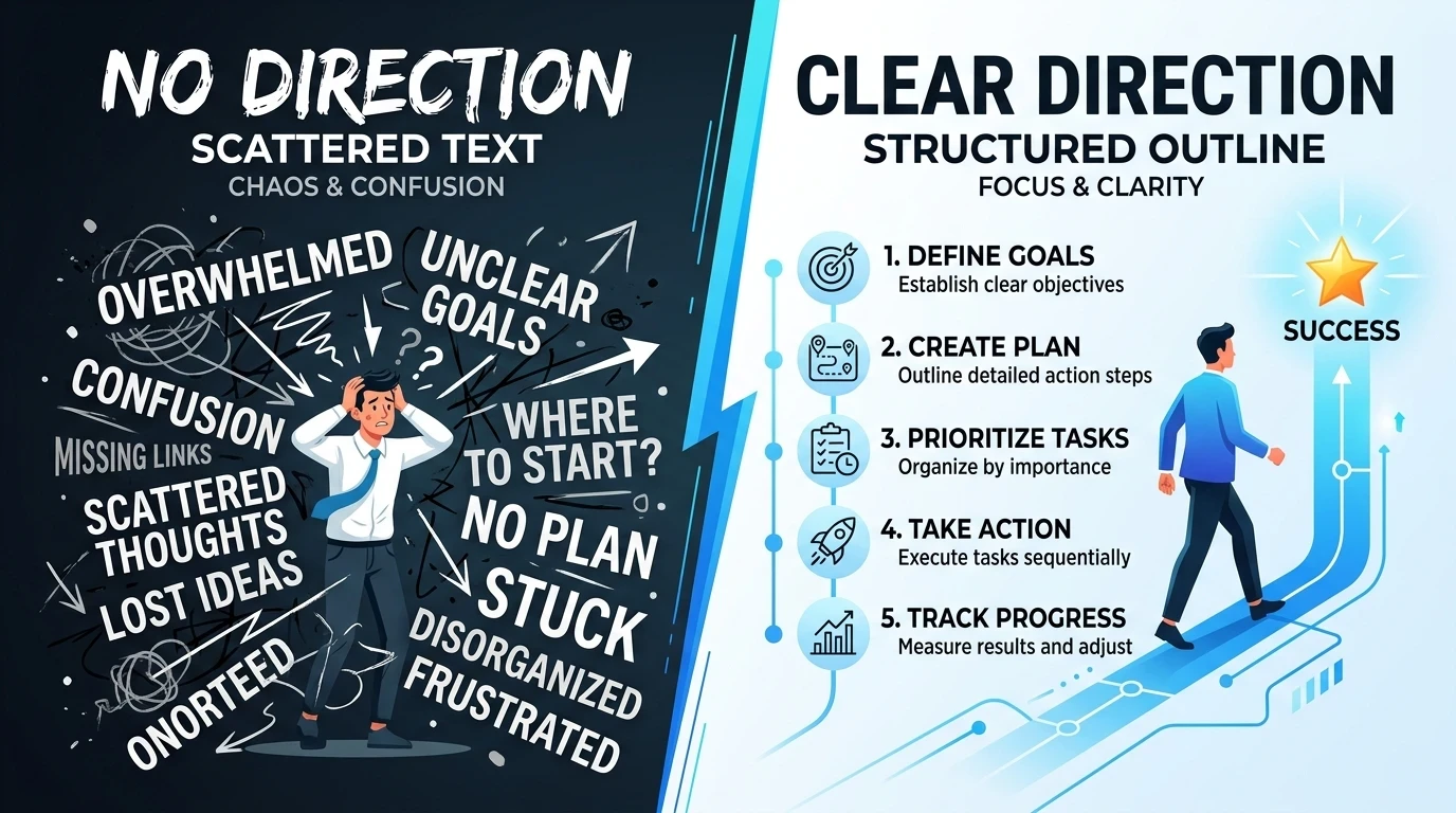 Comparison between AI content with no direction and structured content with guidance