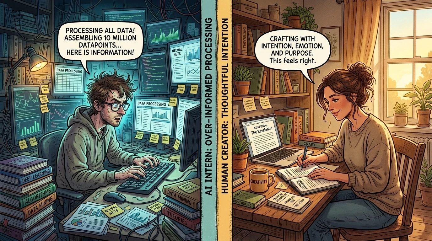 AI as an intern versus human expert shaping and refining content