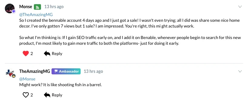 Monse comment about Benable