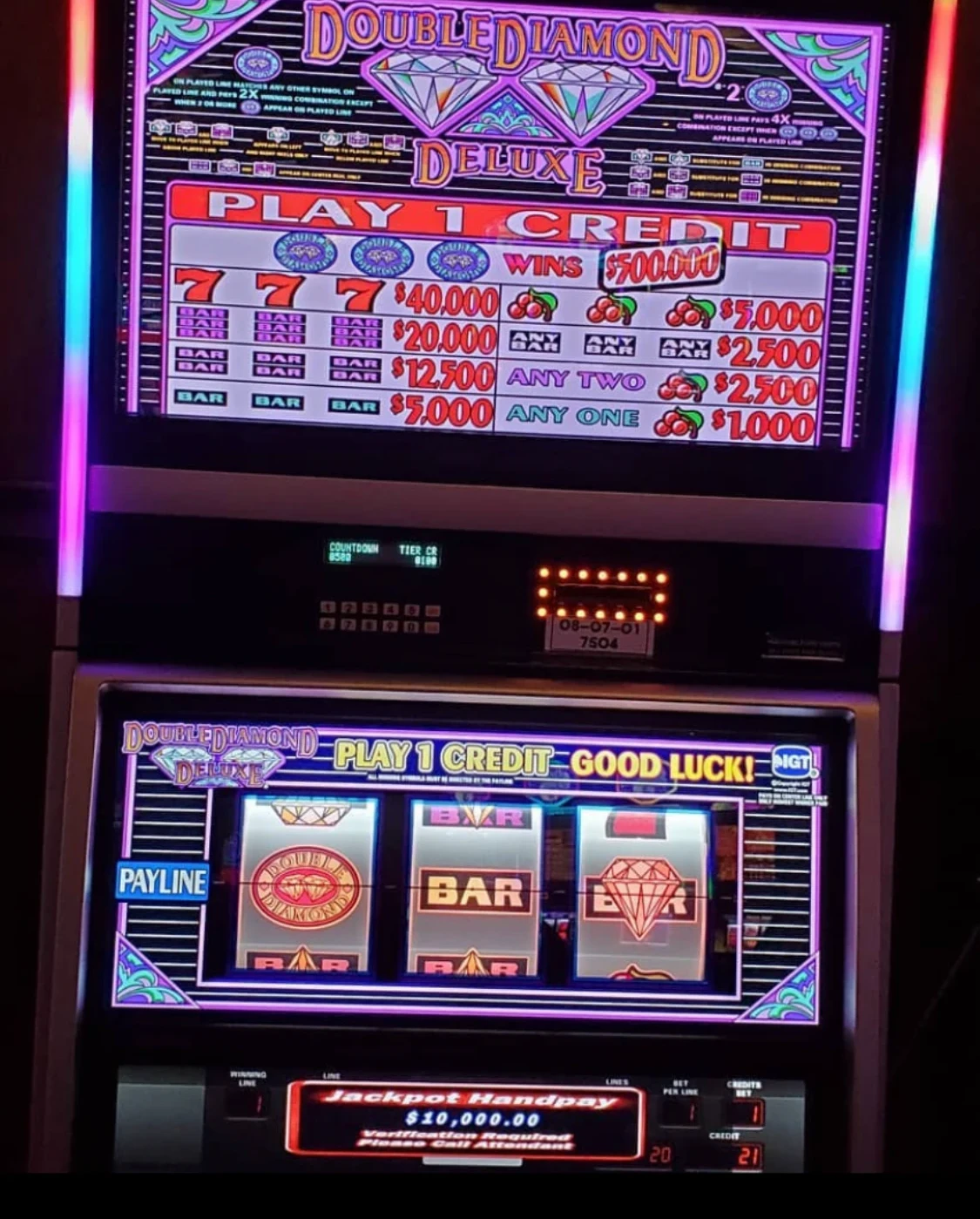 10k jackpot on double diamonds