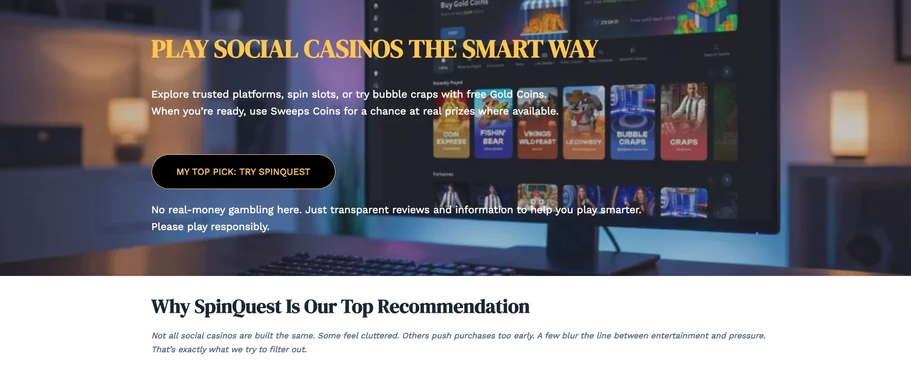 Quick Spin Hub landing page