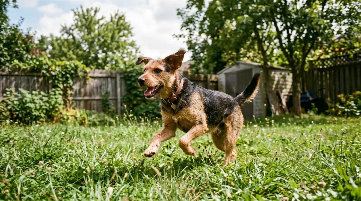 dog running in the backyard
