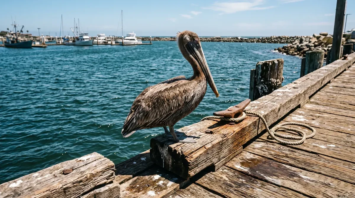 Pelican on a pier