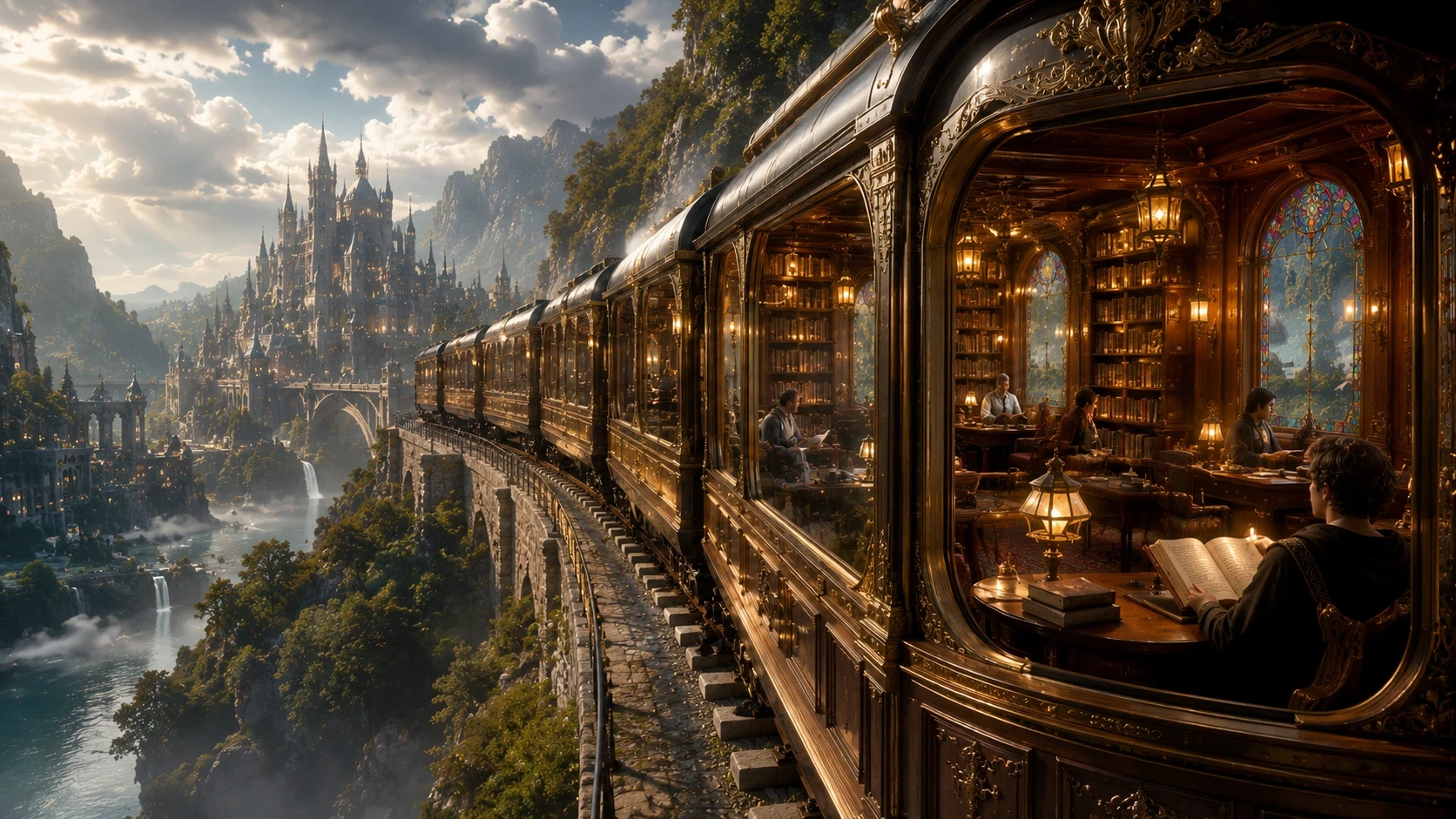 Library inside a mystical train