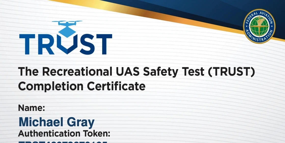 My Trust Certification to fly a drone legally 