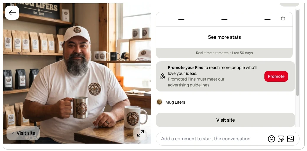 Mug Lifers pinterest page and my Kre8or social share