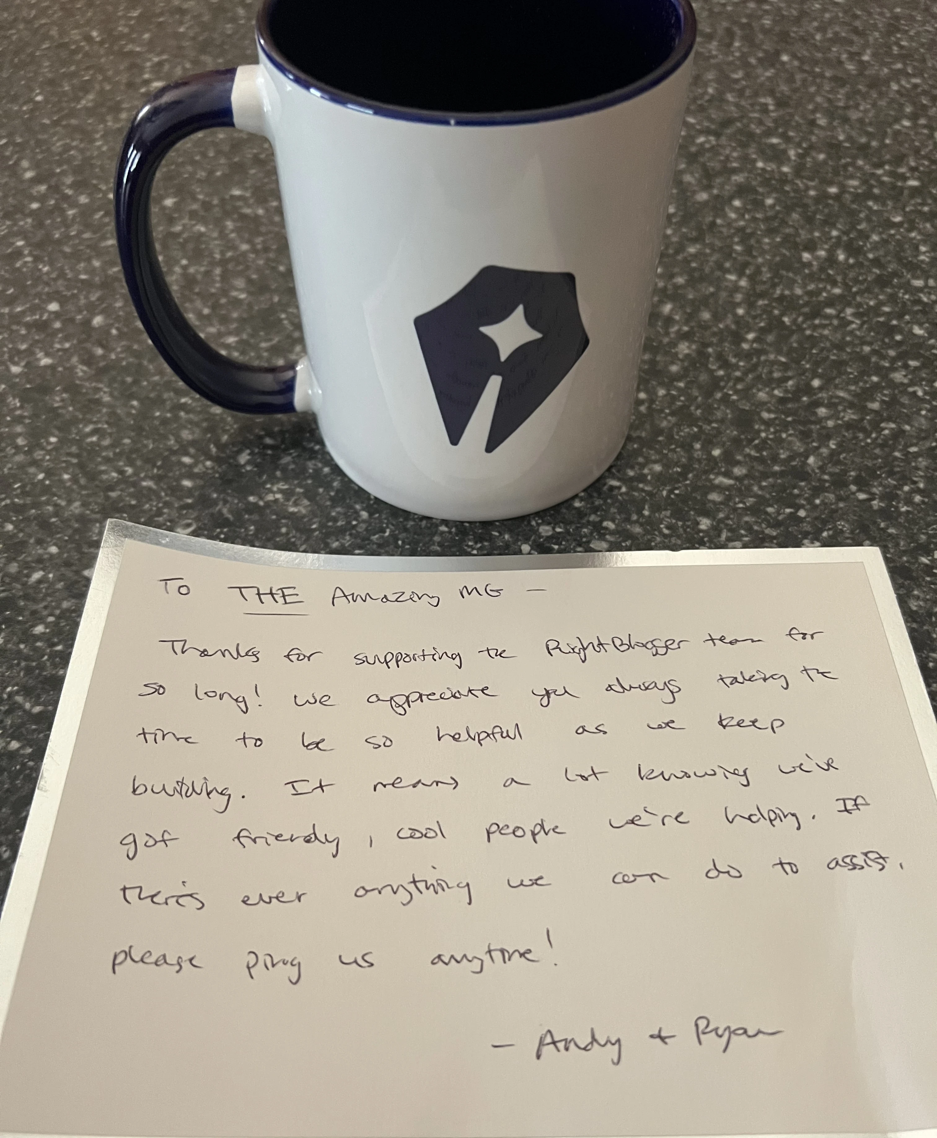 Thank You and Coffee Mug from RightBlogger