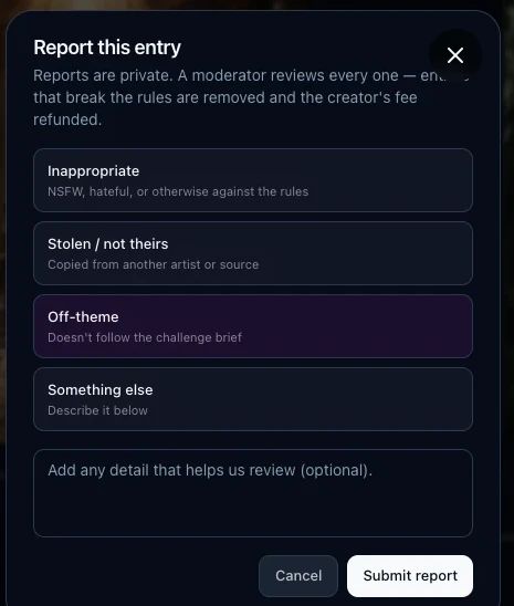Report menu in the Kre8or content. 
