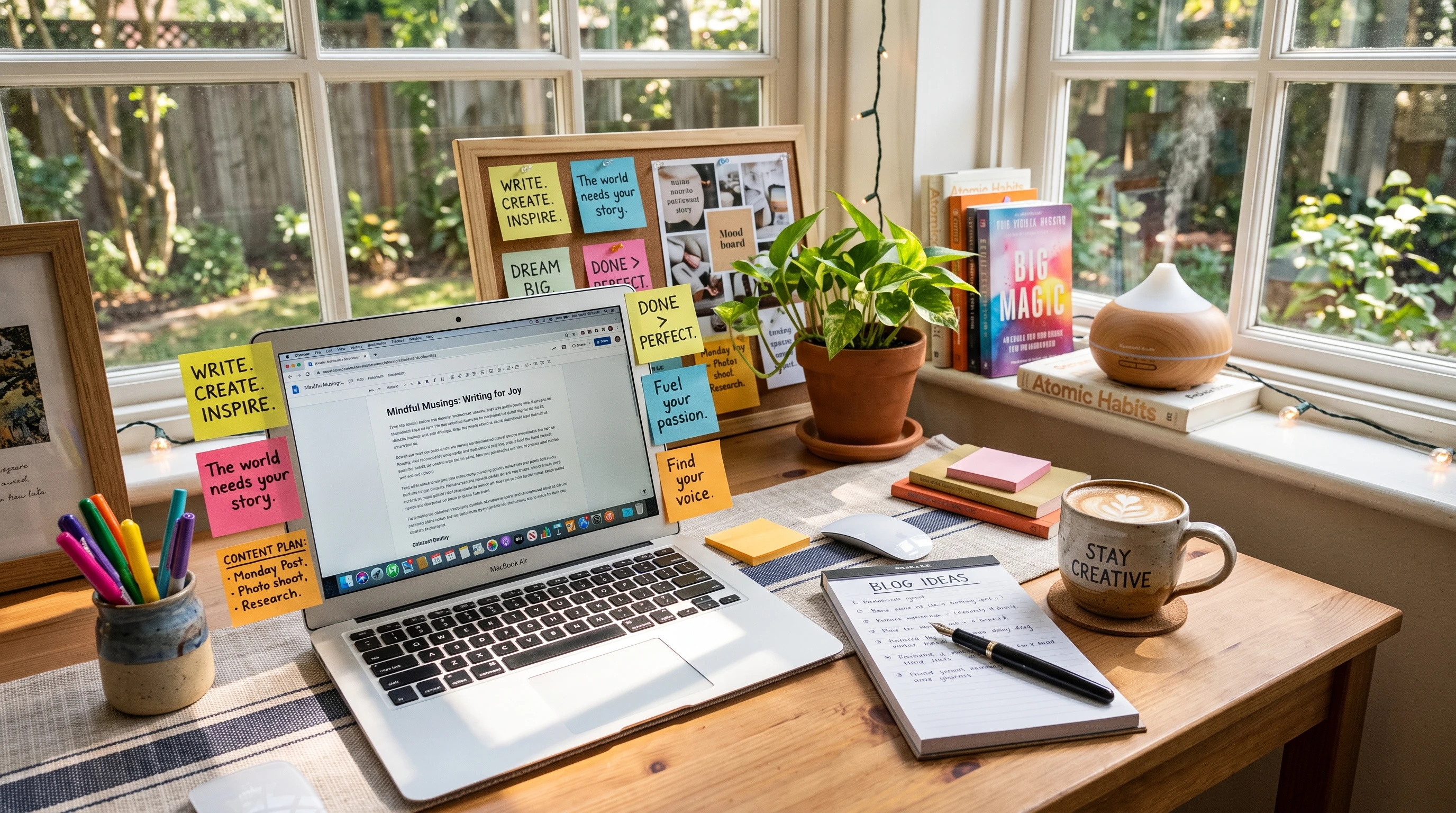 A blogger using RightBlogger AI tools to create engaging content while maintaining their personal writing style