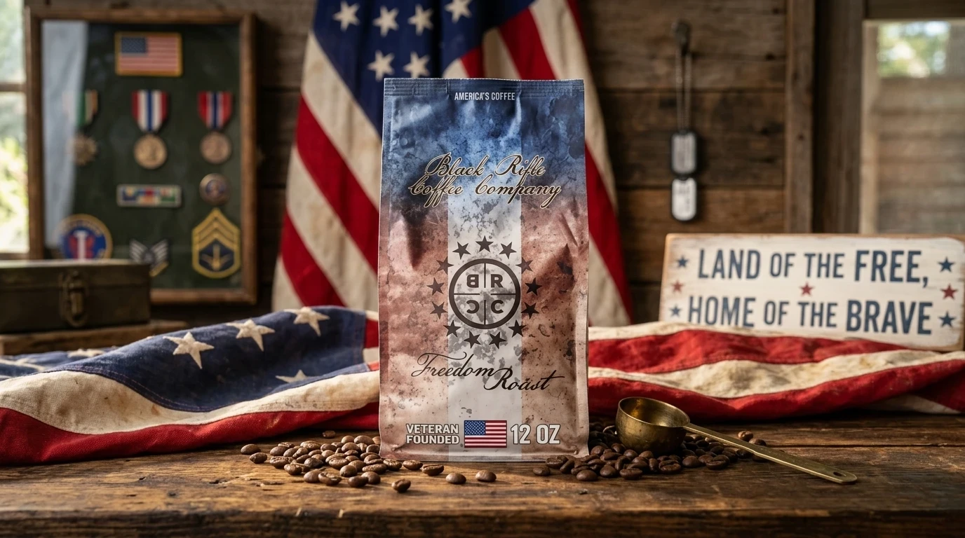 Freedom Roast with beans and flags