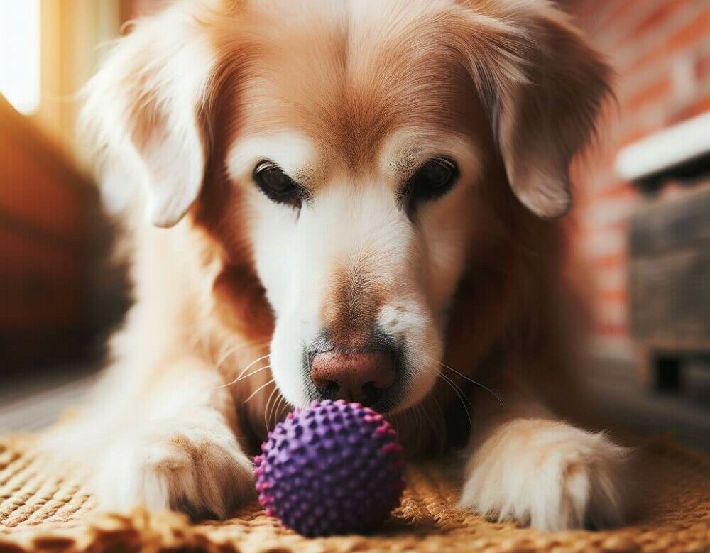 Senior Dog Playing With The Ball - Golden Years Paws